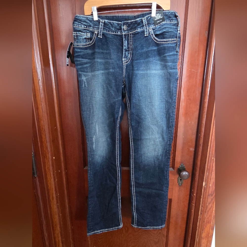 Silver Jeans Indigo Faded Straight Leg Jeans